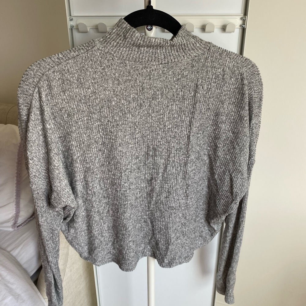 Loose fitting grey mock neck